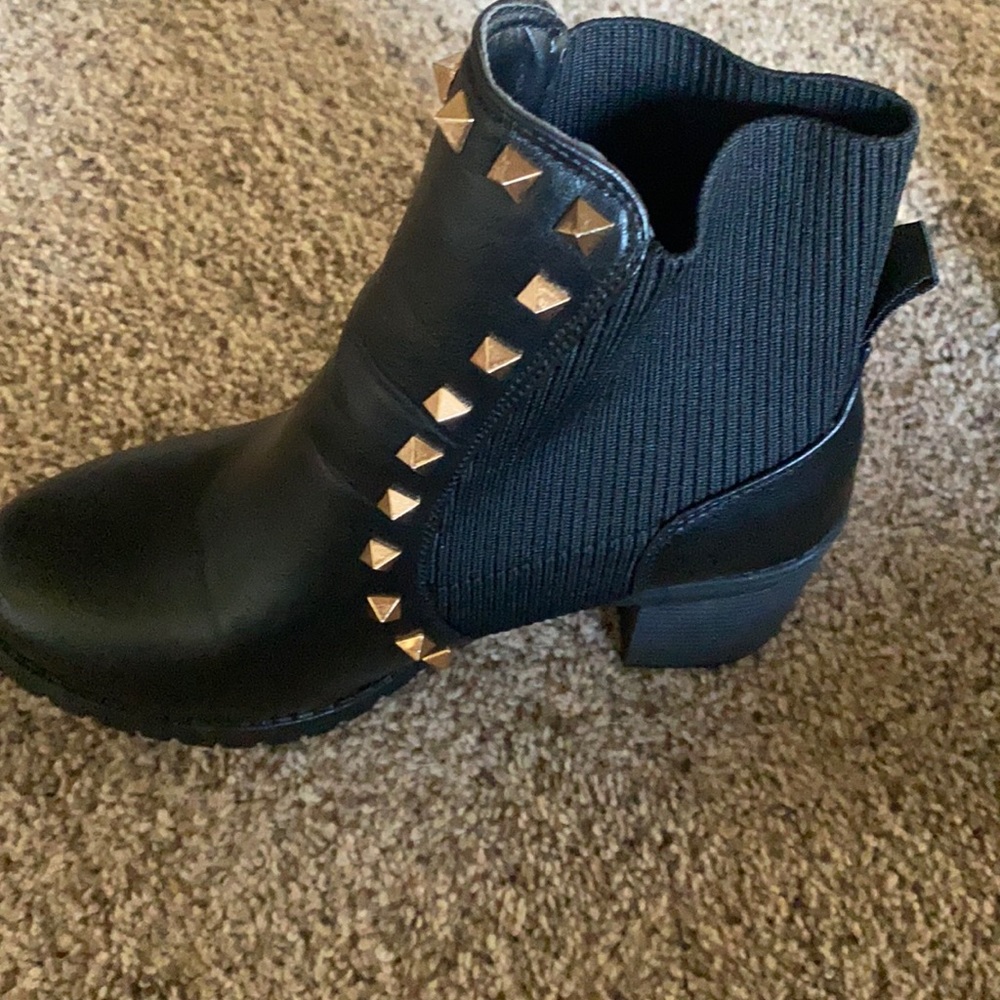 Black booties with gold studs . Size 7